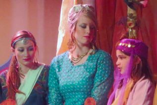 Princess Jasmine (Joelle Parr) flanked by her ladies in waiting Zara (Savannah Gosse) and Sheba (Sidney Drew)